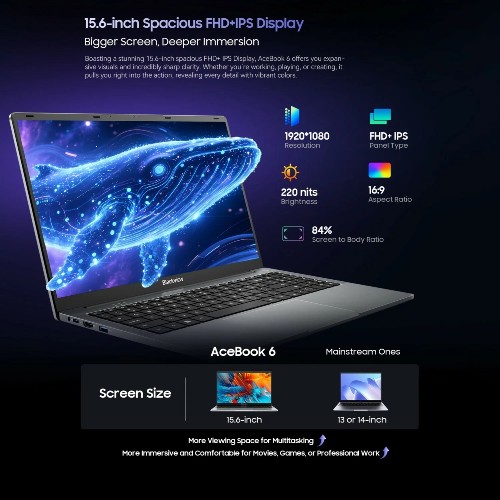ΗΛΕΚΤΡΟΝΙΚΟΣ ΥΠΟΛΟΓΙΣΤΗΣ ΦΟΡΗΤΟΣ BLACKVIEW ACEBOOK 6 15.6" IPS (INTEL-N150/16GB/256GB SSD/W11H)